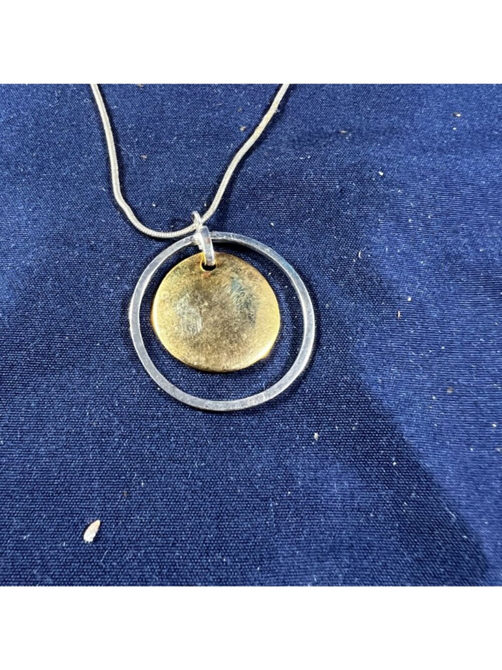 Gold Tone & Silver Tone Circle Pendant Necklace & Earrings Set By VJ - Picture 2 of 5